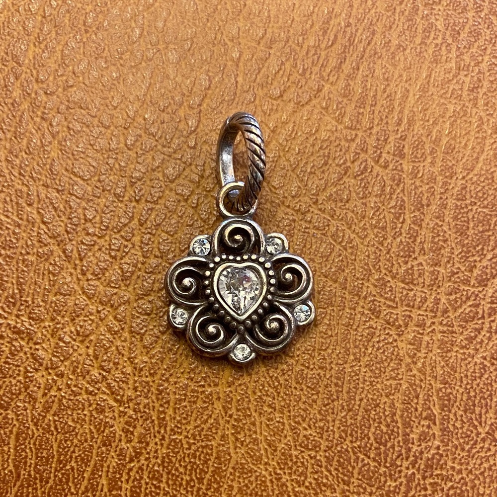 Brighton Heart Clear Stone Flower Pendant Charm